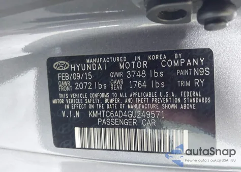 2016 Hyundai Veloster из США, поврежденный, VIN KMHTC6AD4GU249571